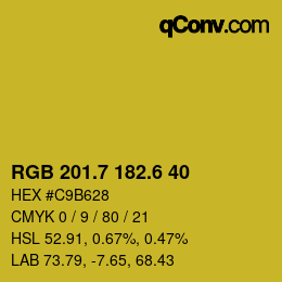 カラーコード: RGB 201.7 182.6 40 | qconv.com
