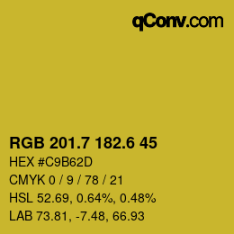 カラーコード: RGB 201.7 182.6 45 | qconv.com