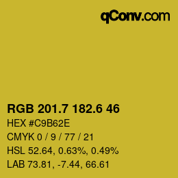 カラーコード: RGB 201.7 182.6 46 | qconv.com