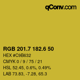 カラーコード: RGB 201.7 182.6 50 | qconv.com