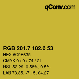 カラーコード: RGB 201.7 182.6 53 | qconv.com