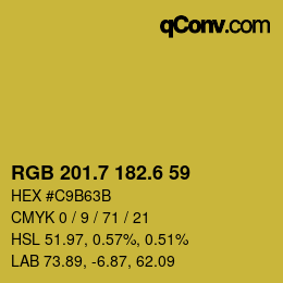 カラーコード: RGB 201.7 182.6 59 | qconv.com