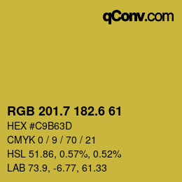 カラーコード: RGB 201.7 182.6 61 | qconv.com