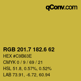 カラーコード: RGB 201.7 182.6 62 | qconv.com