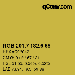 カラーコード: RGB 201.7 182.6 66 | qconv.com