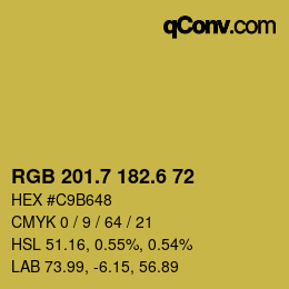カラーコード: RGB 201.7 182.6 72 | qconv.com