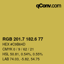 カラーコード: RGB 201.7 182.6 77 | qconv.com