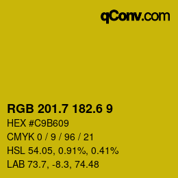 カラーコード: RGB 201.7 182.6 9 | qconv.com