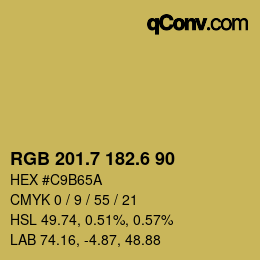 カラーコード: RGB 201.7 182.6 90 | qconv.com