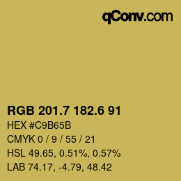 カラーコード: RGB 201.7 182.6 91 | qconv.com