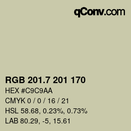 カラーコード: RGB 201.7 201 170 | qconv.com
