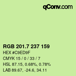 カラーコード: RGB 201.7 237 159 | qconv.com
