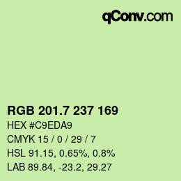 カラーコード: RGB 201.7 237 169 | qconv.com