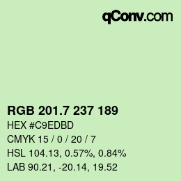 カラーコード: RGB 201.7 237 189 | qconv.com