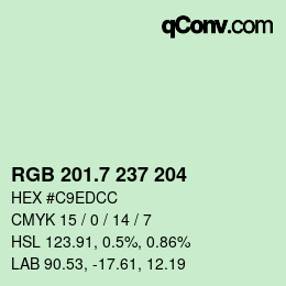 カラーコード: RGB 201.7 237 204 | qconv.com