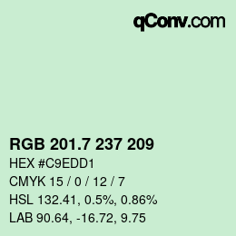 カラーコード: RGB 201.7 237 209 | qconv.com