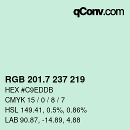 カラーコード: RGB 201.7 237 219 | qconv.com