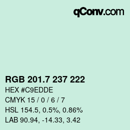 カラーコード: RGB 201.7 237 222 | qconv.com