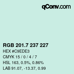 カラーコード: RGB 201.7 237 227 | qconv.com