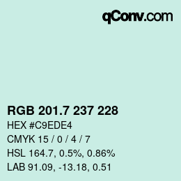 カラーコード: RGB 201.7 237 228 | qconv.com