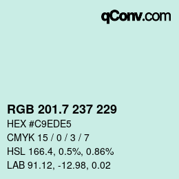 カラーコード: RGB 201.7 237 229 | qconv.com