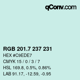 カラーコード: RGB 201.7 237 231 | qconv.com