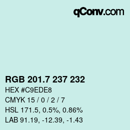 カラーコード: RGB 201.7 237 232 | qconv.com