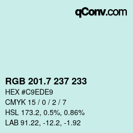 カラーコード: RGB 201.7 237 233 | qconv.com
