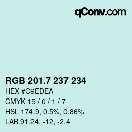 カラーコード: RGB 201.7 237 234 | qconv.com