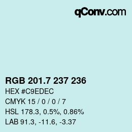 カラーコード: RGB 201.7 237 236 | qconv.com