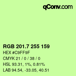 カラーコード: RGB 201.7 255 159 | qconv.com