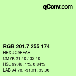カラーコード: RGB 201.7 255 174 | qconv.com