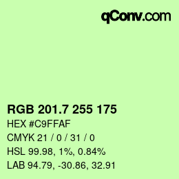 カラーコード: RGB 201.7 255 175 | qconv.com
