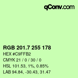 カラーコード: RGB 201.7 255 178 | qconv.com