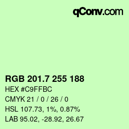 カラーコード: RGB 201.7 255 188 | qconv.com
