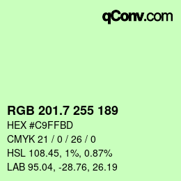 カラーコード: RGB 201.7 255 189 | qconv.com