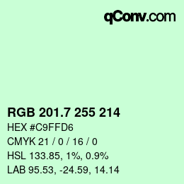 カラーコード: RGB 201.7 255 214 | qconv.com