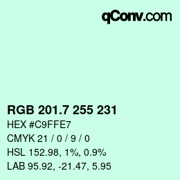 カラーコード: RGB 201.7 255 231 | qconv.com
