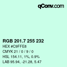 カラーコード: RGB 201.7 255 232 | qconv.com