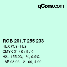カラーコード: RGB 201.7 255 233 | qconv.com