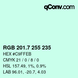 カラーコード: RGB 201.7 255 235 | qconv.com