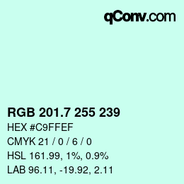 カラーコード: RGB 201.7 255 239 | qconv.com
