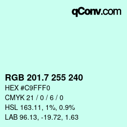カラーコード: RGB 201.7 255 240 | qconv.com