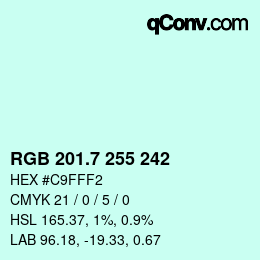 カラーコード: RGB 201.7 255 242 | qconv.com