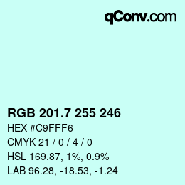 カラーコード: RGB 201.7 255 246 | qconv.com