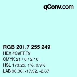 カラーコード: RGB 201.7 255 249 | qconv.com