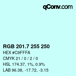 カラーコード: RGB 201.7 255 250 | qconv.com