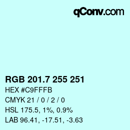 カラーコード: RGB 201.7 255 251 | qconv.com
