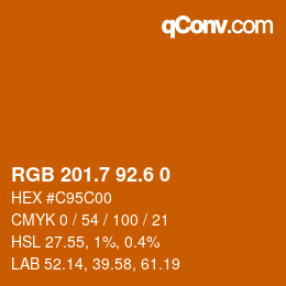 カラーコード: RGB 201.7 92.6 0 | qconv.com