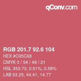 カラーコード: RGB 201.7 92.6 104 | qconv.com